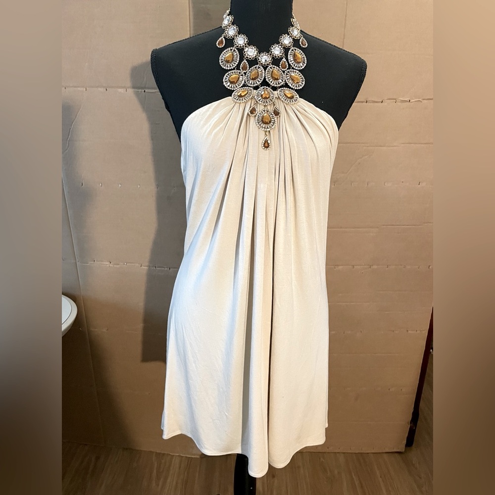 Sky Cream Ruched Blouse with Embellished Neckline